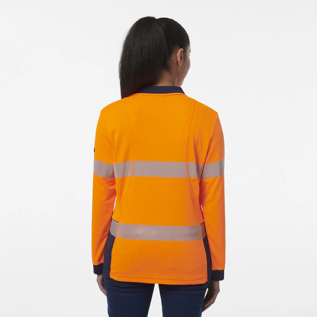 King Gee Women's Workcool Hyperfreeze Spliced Long Sleeve Polo With Segmented Tape (K44223) - Image 4