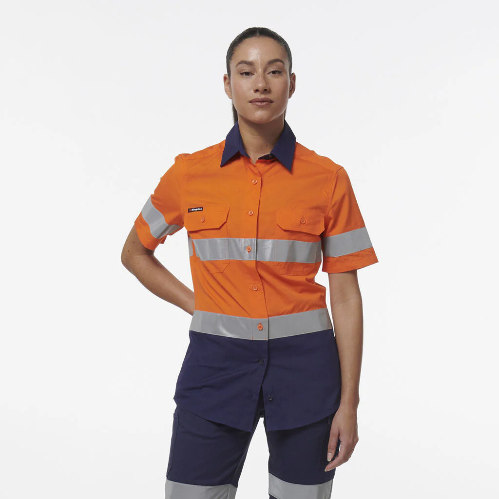 King Gee Women's Workcool Vented Reflective Short Sleeve Shirt (K44229) - Image 2
