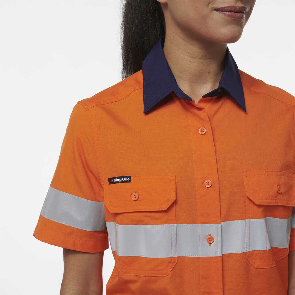 King Gee Women's Workcool Vented Reflective Short Sleeve Shirt (K44229) - Image 5