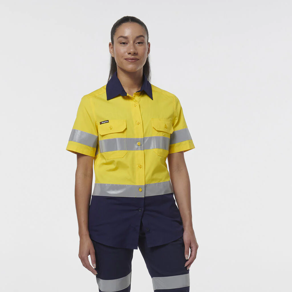 King Gee Women's Workcool Vented Reflective Short Sleeve Shirt (K44229) - Image 9