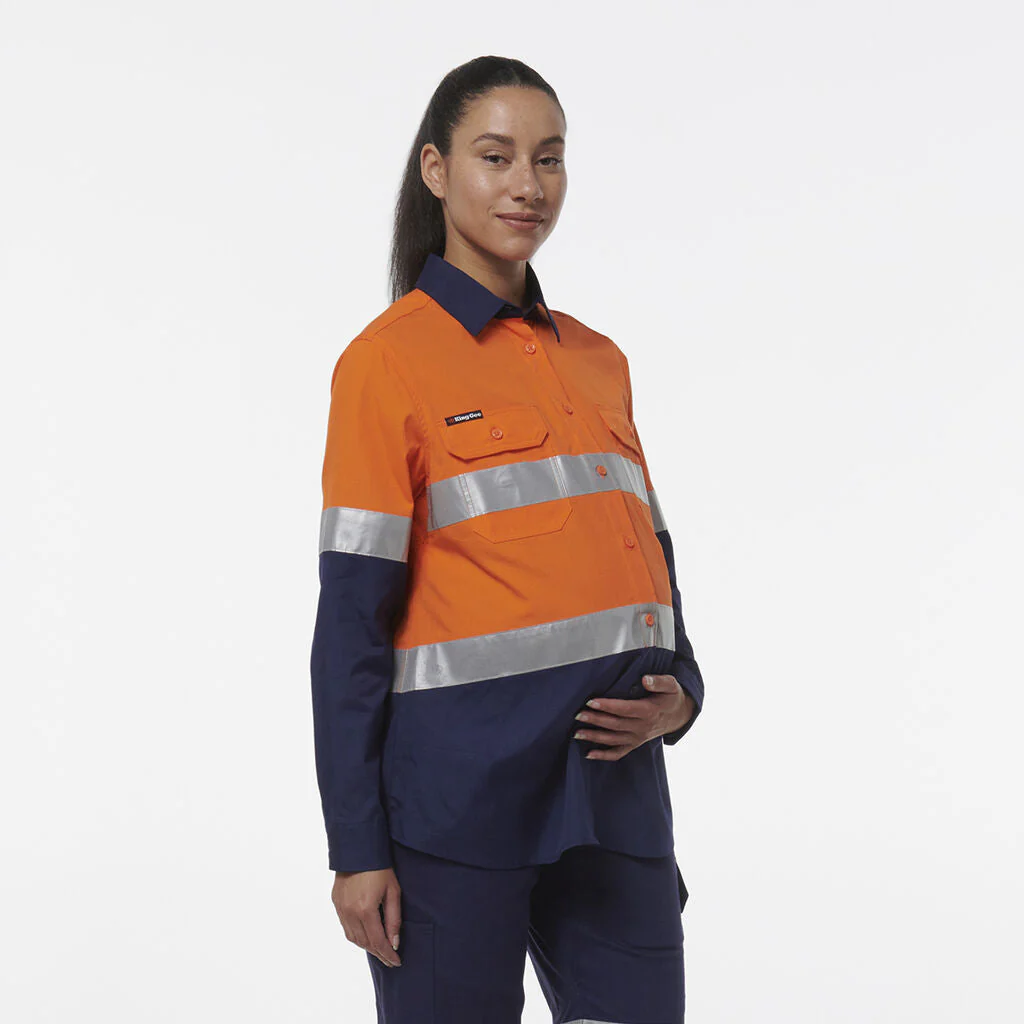 King Gee Women's Workcool Maternity Reflective Shirt (K44234) - Image 4