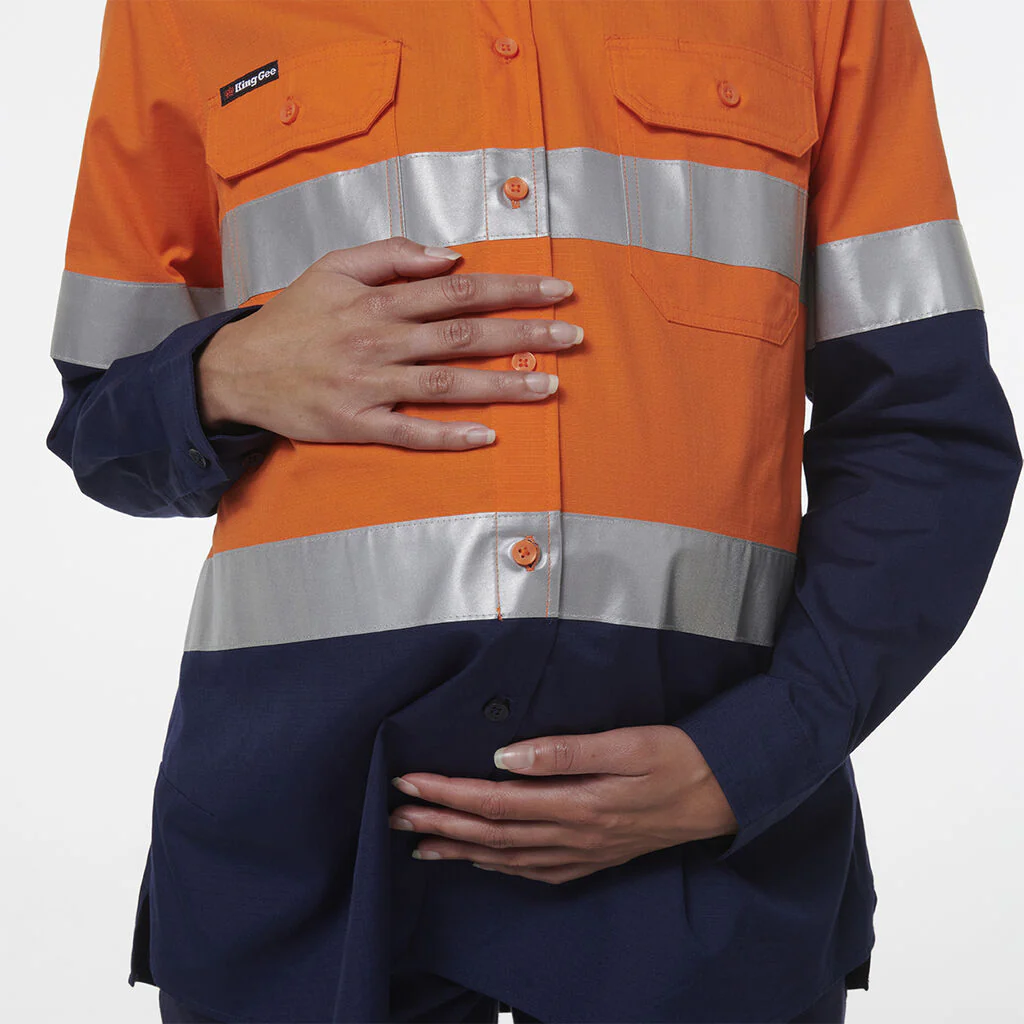 King Gee Women's Workcool Maternity Reflective Shirt (K44234) - Image 7