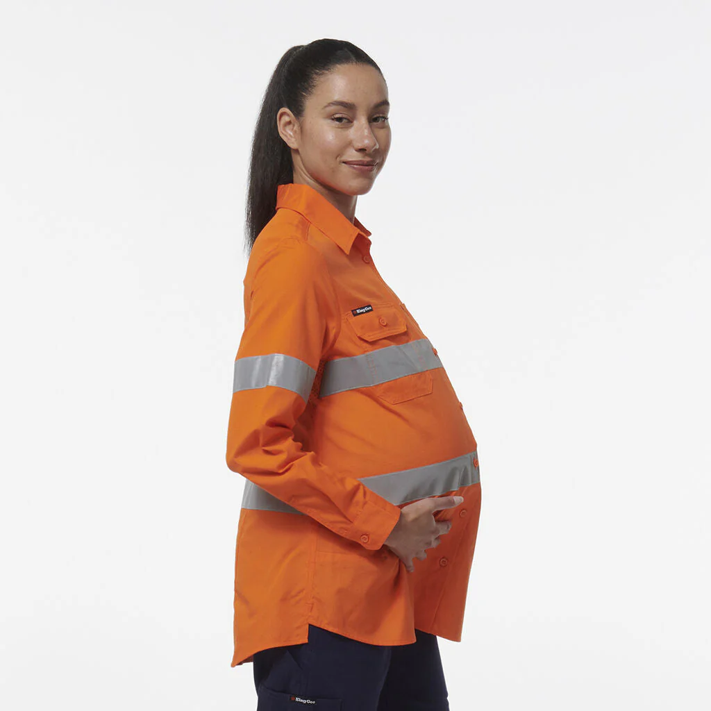 King Gee Women's Workcool Maternity Reflective Shirt (K44235) - Image 2