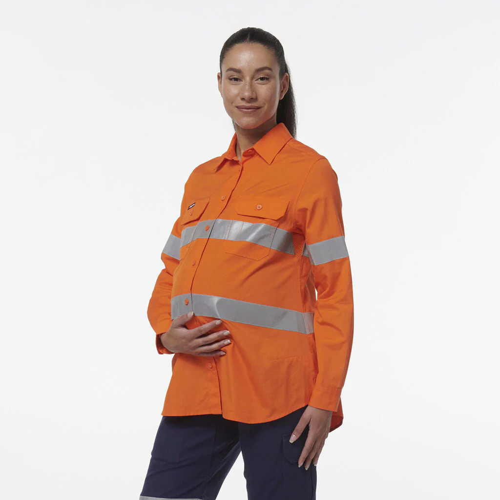 King Gee Women's Workcool Maternity Reflective Shirt (K44235) - Image 3