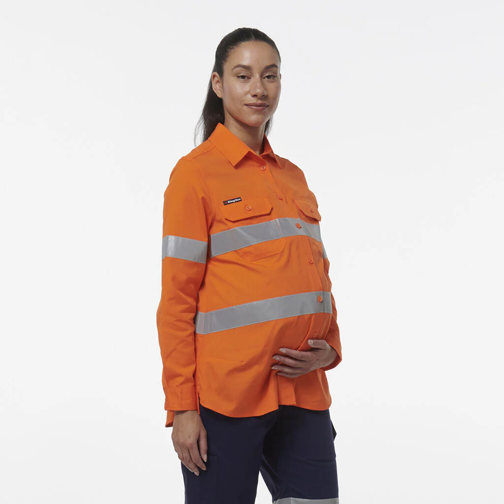 King Gee Women's Workcool Maternity Reflective Shirt (K44235) - Image 4