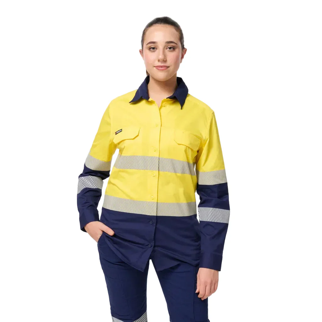King Gee Women's Workcool Spliced Stretch Taped Long Sleeve Shirt (K44243) - Image 2