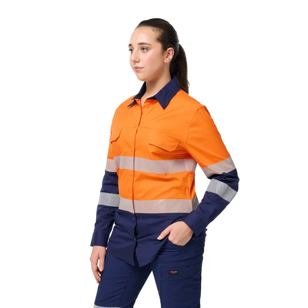King Gee Women's Workcool Spliced Stretch Taped Long Sleeve Shirt (K44243) - Image 4