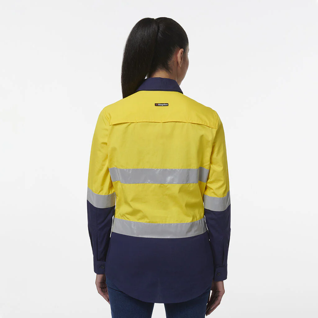 King Gee Women's Workcool Vented Closed Front Reflective Shirt (K44230) - Image 10