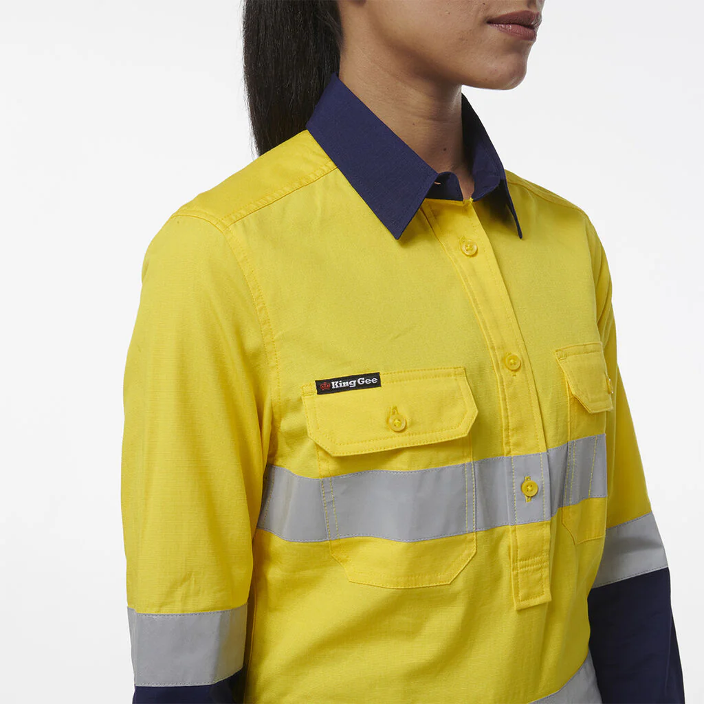 King Gee Women's Workcool Vented Closed Front Reflective Shirt (K44230) - Image 11