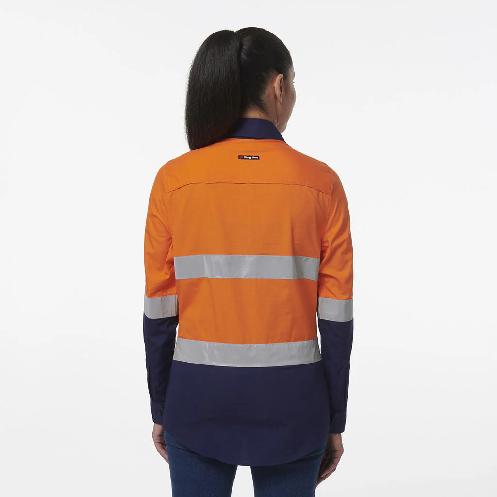 King Gee Women's Workcool Vented Closed Front Reflective Shirt (K44230) - Image 4