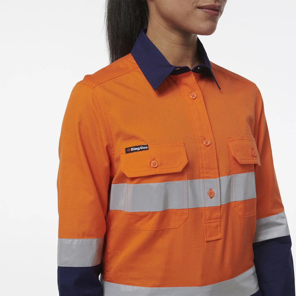 King Gee Women's Workcool Vented Closed Front Reflective Shirt (K44230) - Image 5