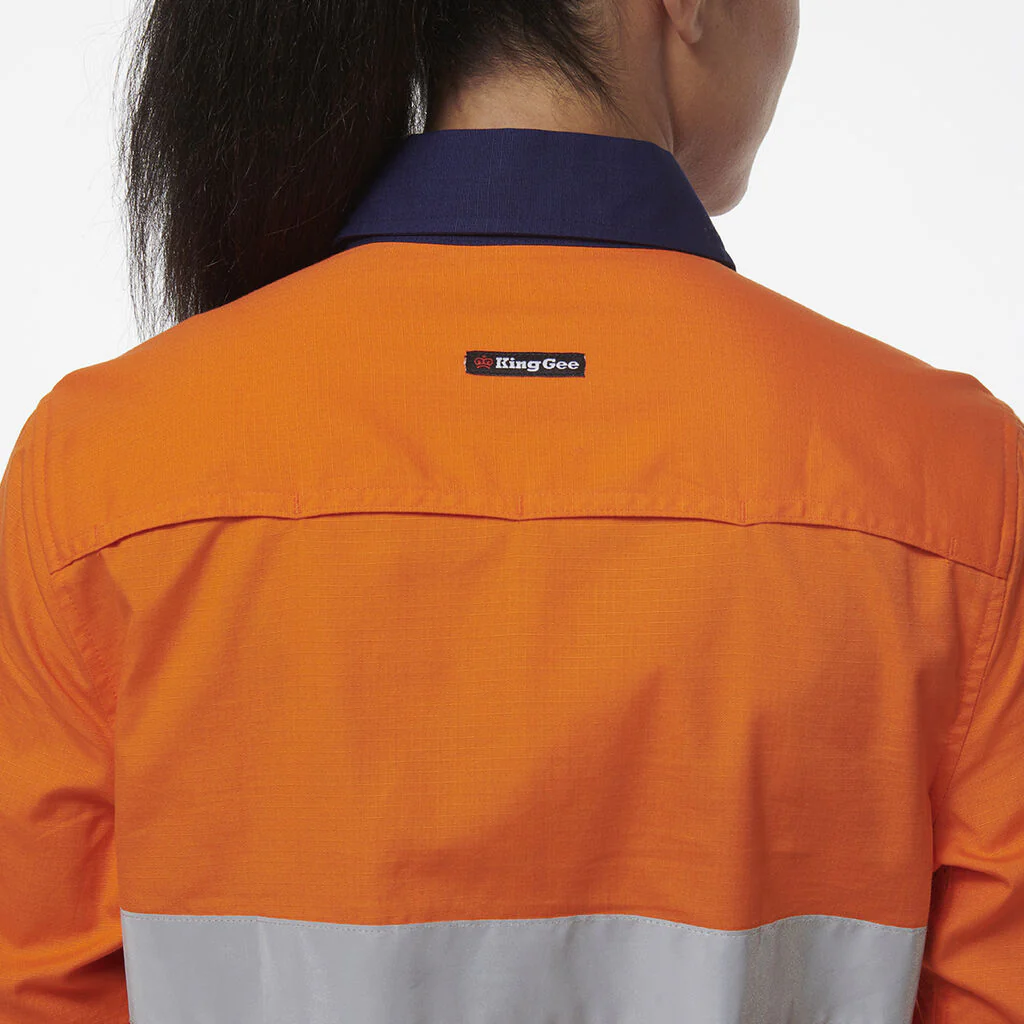 King Gee Women's Workcool Vented Closed Front Reflective Shirt (K44230) - Image 6