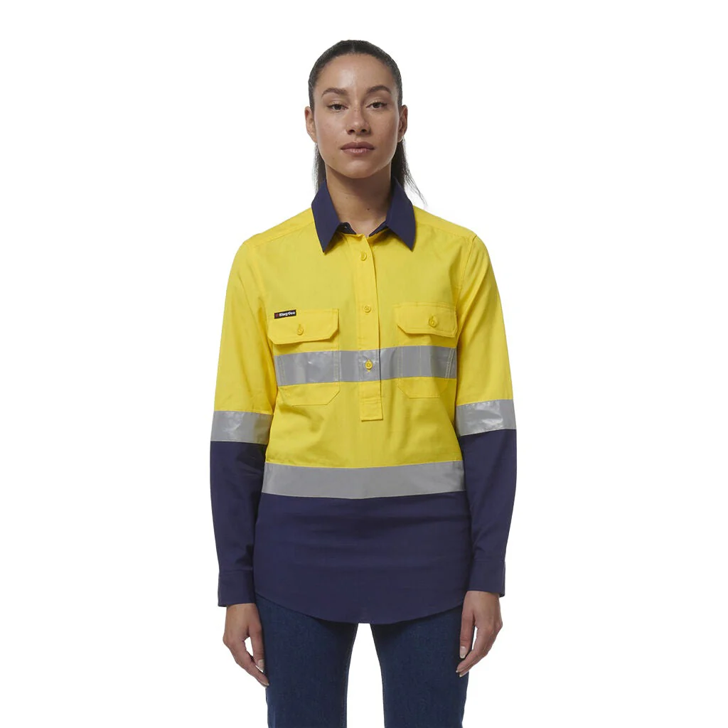 King Gee Women's Workcool Vented Closed Front Reflective Shirt (K44230) - Image 7