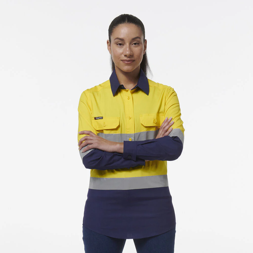 King Gee Women's Workcool Vented Closed Front Reflective Shirt (K44230) - Image 8
