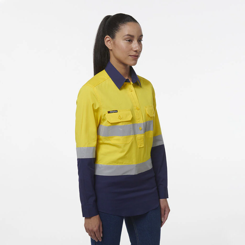 King Gee Women's Workcool Vented Closed Front Reflective Shirt (K44230) - Image 9