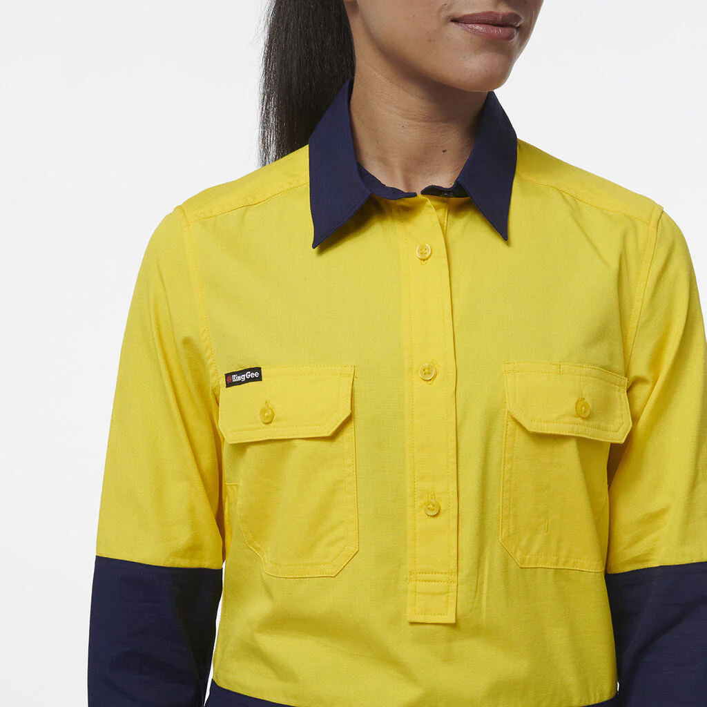 King Gee Women's Workcool Vented Closed Front Spliced Shirt (K44211) - Image 10