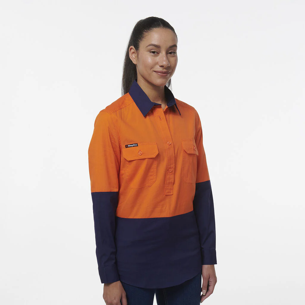 King Gee Women's Workcool Vented Closed Front Spliced Shirt (K44211) - Image 2
