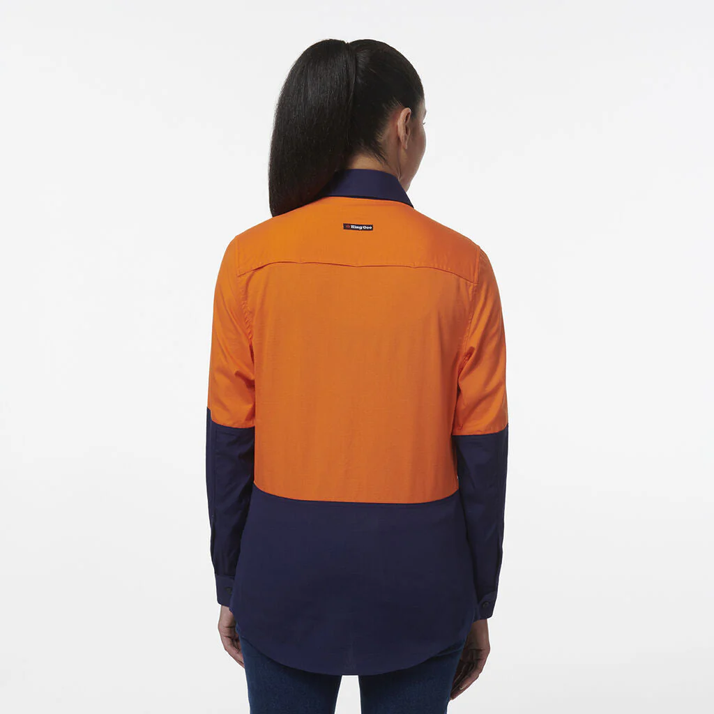 King Gee Women's Workcool Vented Closed Front Spliced Shirt (K44211) - Image 3