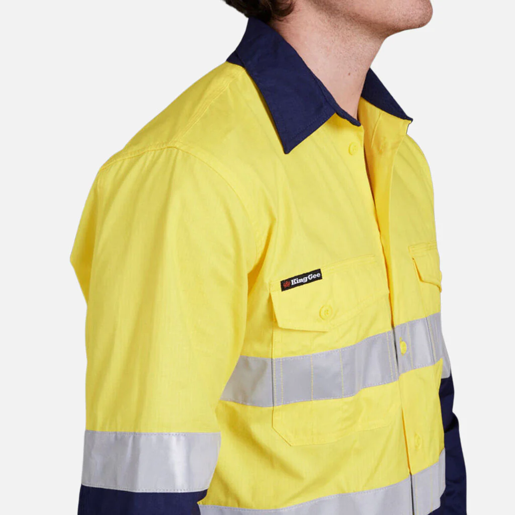 King Gee Workcool 2 Hi-Vis Reflective Two Tone Long Sleeve Work Shirt (K54880) - Image 15