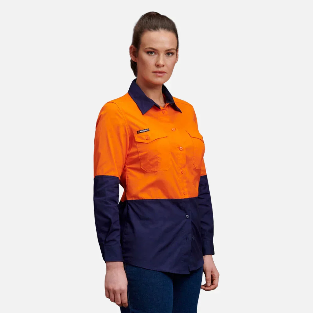 King Gee Women's Workcool 2 Hi-Vis Lightweight Work Shirt (K44543) - Image 3