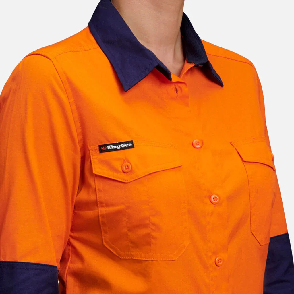 King Gee Women's Workcool 2 Hi-Vis Lightweight Work Shirt (K44543) - Image 4