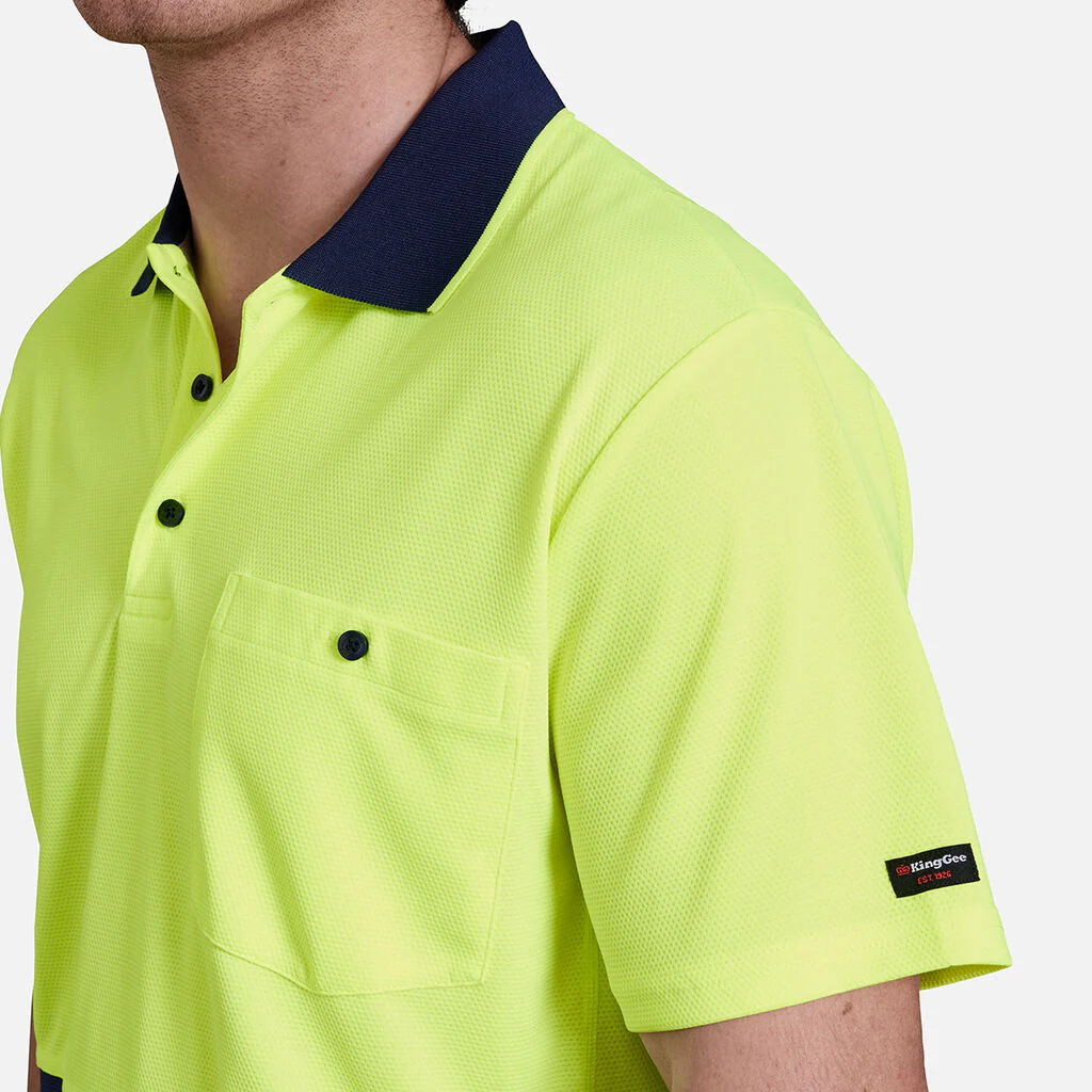 King Gee Workcool Hyperfreeze Hi-Vis Two Tone Short Sleeve Polo Shirt (K54205) - Image 12
