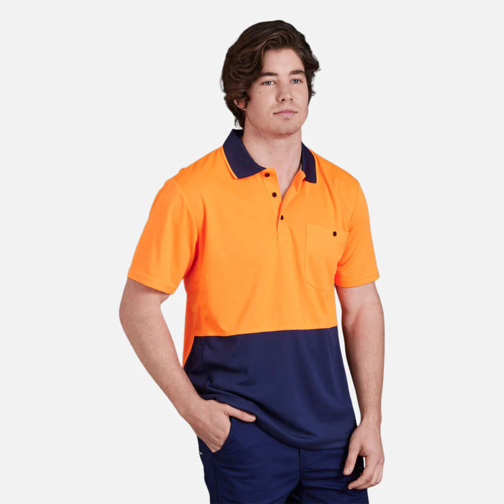 King Gee Workcool Hyperfreeze Hi-Vis Two Tone Short Sleeve Polo Shirt (K54205) - Image 3