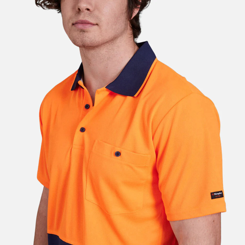 King Gee Workcool Hyperfreeze Hi-Vis Two Tone Short Sleeve Polo Shirt (K54205) - Image 5