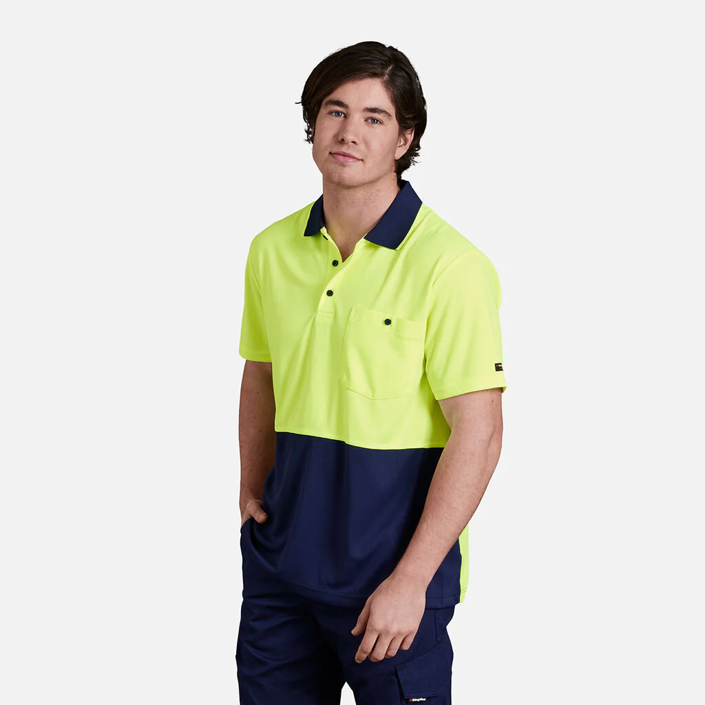 King Gee Workcool Hyperfreeze Hi-Vis Two Tone Short Sleeve Polo Shirt (K54205) - Image 9