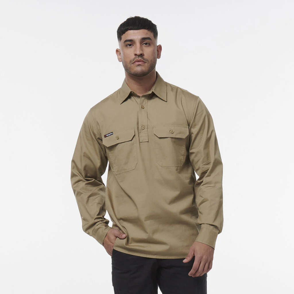 King Gee Workcool Vented Closed Front Shirt Long Sleeve (K14033) - Image 3