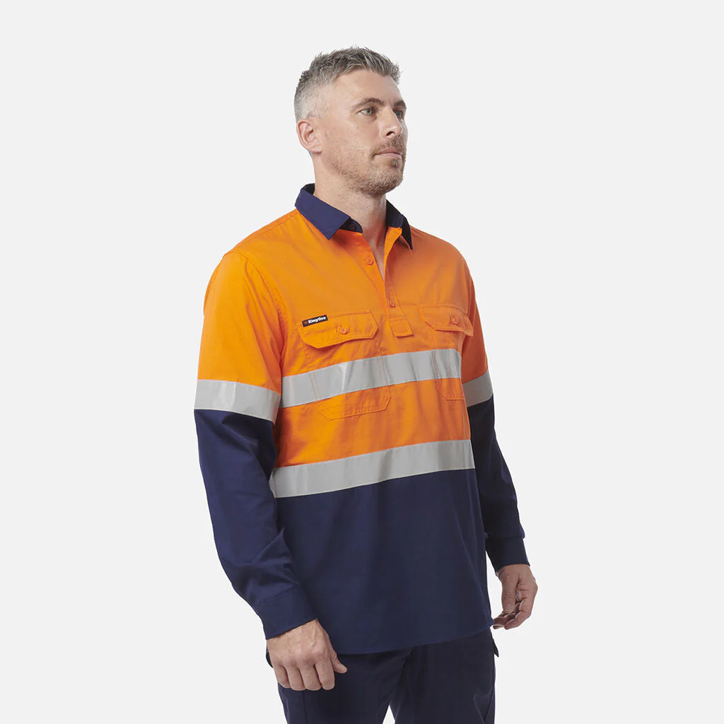 King Gee Workcool Vented Closed Front Spliced Shirt Taped Long Sleeve (K54914) - Image 3