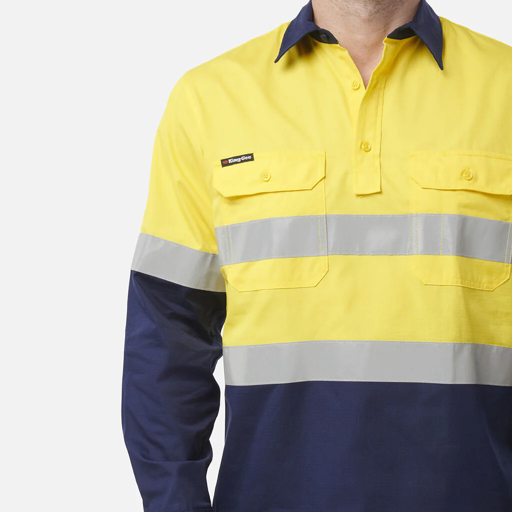 King Gee Workcool Vented Closed Front Spliced Shirt Taped Long Sleeve (K54914) - Image 7