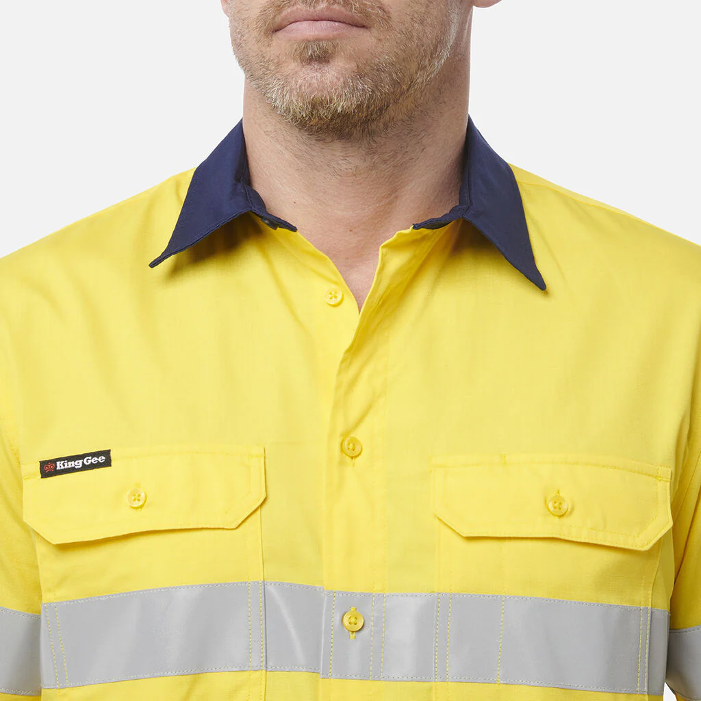 King Gee Workcool Vented Spliced Shirt Taped Short Sleeve (K54911) - Image 8