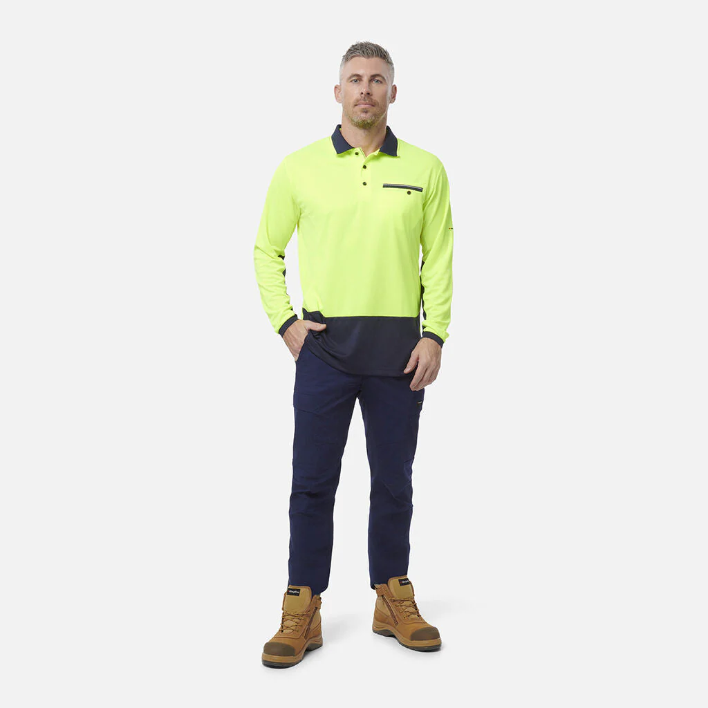 King Gee Workcool Hyperfreeze Hi-Vis Lightweight Long Sleeve Polo (K54840) - Image 12