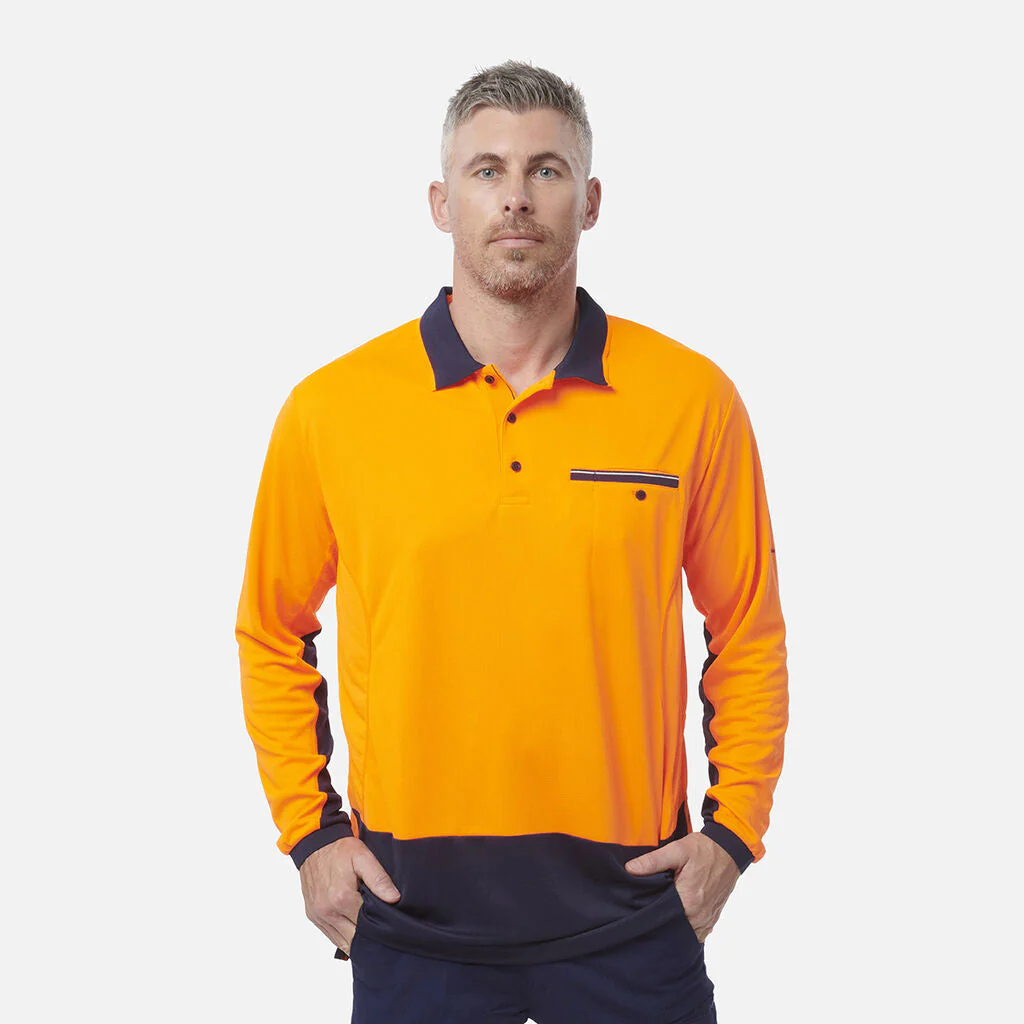 King Gee Workcool Hyperfreeze Hi-Vis Lightweight Long Sleeve Polo (K54840) - Image 5
