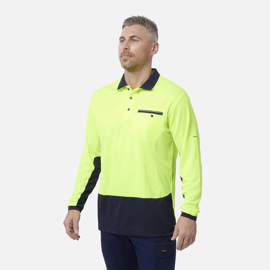 King Gee Workcool Hyperfreeze Hi-Vis Lightweight Long Sleeve Polo (K54840) - Image 8