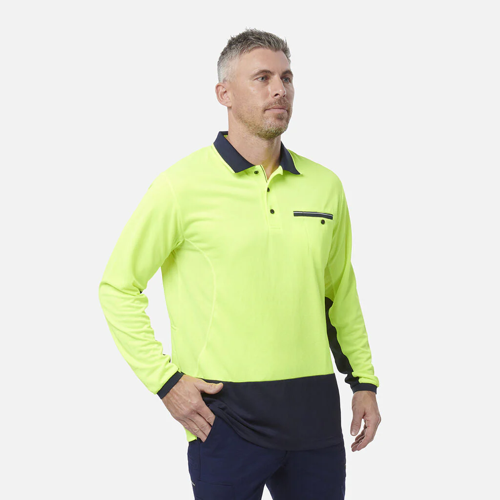 King Gee Workcool Hyperfreeze Hi-Vis Lightweight Long Sleeve Polo (K54840) - Image 9