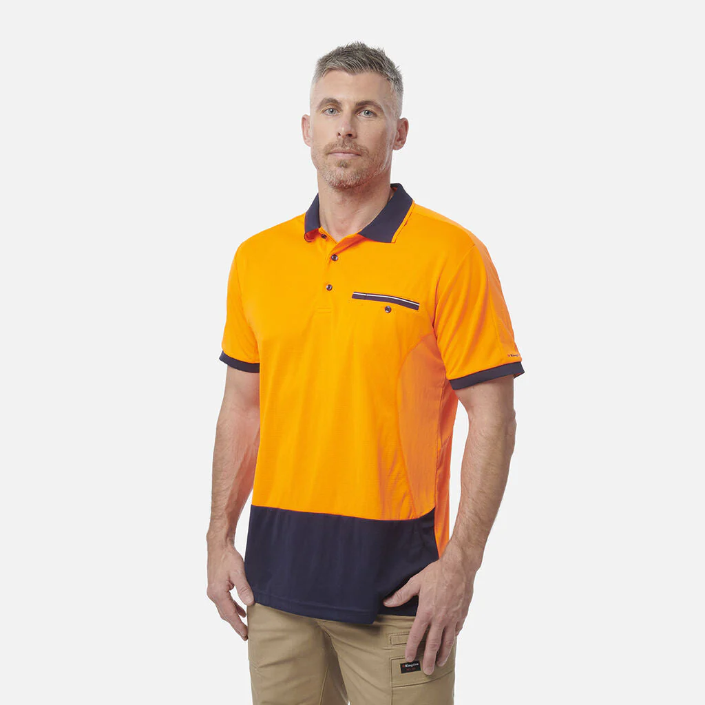 King Gee Workcool Hyperfreeze Hi-Vis Lightweight Short Sleeve Polo (K54845) - Image 2