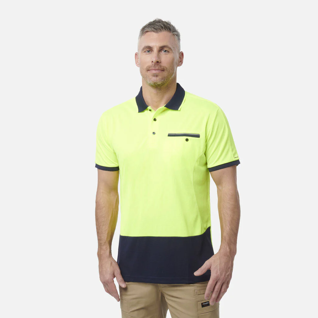 King Gee Workcool Hyperfreeze Hi-Vis Lightweight Short Sleeve Polo (K54845) - Image 6