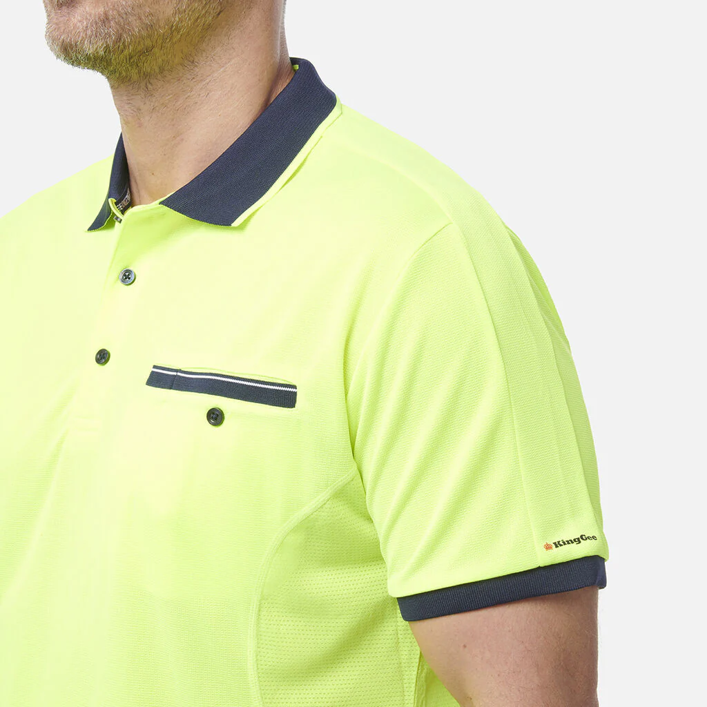 King Gee Workcool Hyperfreeze Hi-Vis Lightweight Short Sleeve Polo (K54845) - Image 7