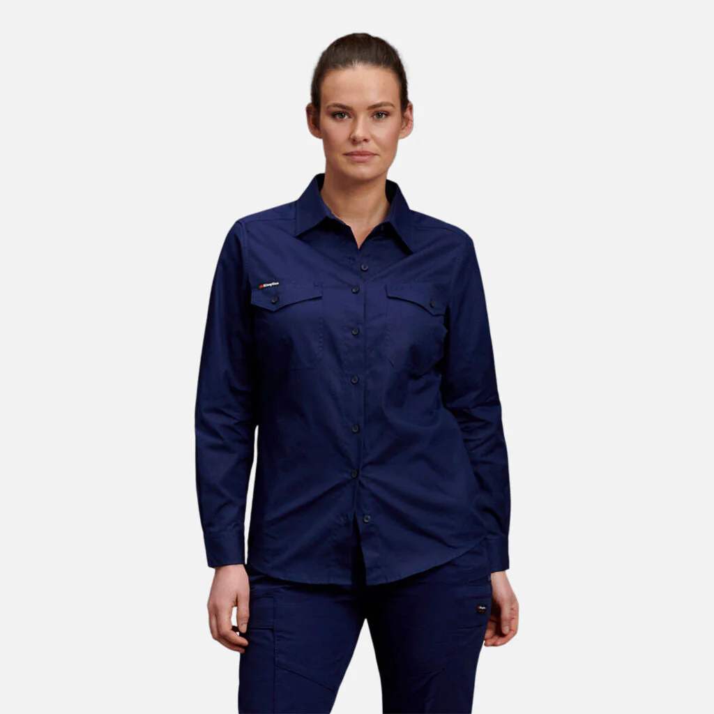 King Gee Women's Workcool 2 Long Sleeve Ripstop Work Shirt (K69880) - Image 15