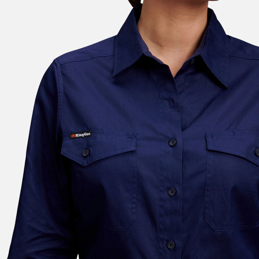 King Gee Women's Workcool 2 Long Sleeve Ripstop Work Shirt (K69880) - Image 18