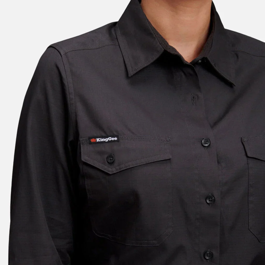 King Gee Women's Workcool 2 Long Sleeve Ripstop Work Shirt (K69880) - Image 3