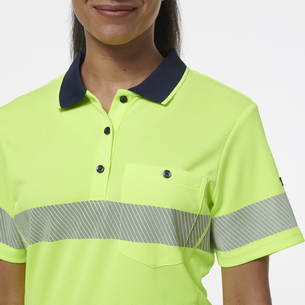 King Gee Women's Workcool Hyperfreeze Spliced Short Sleeve Polo With Segmented Tape (K44224) - Image 11