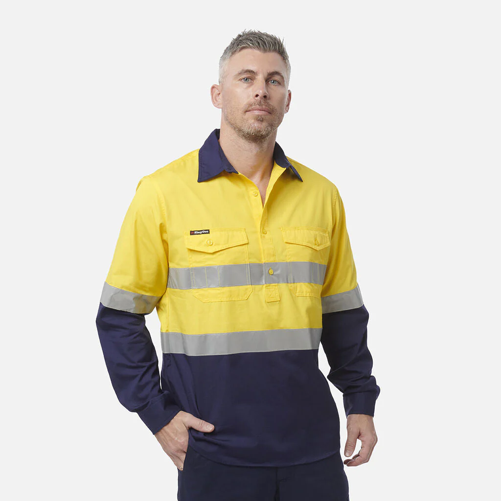 King Gee Workcool 2 Hi-Vis Reflective Closed Front Work Shirt (K54886) - Image 9