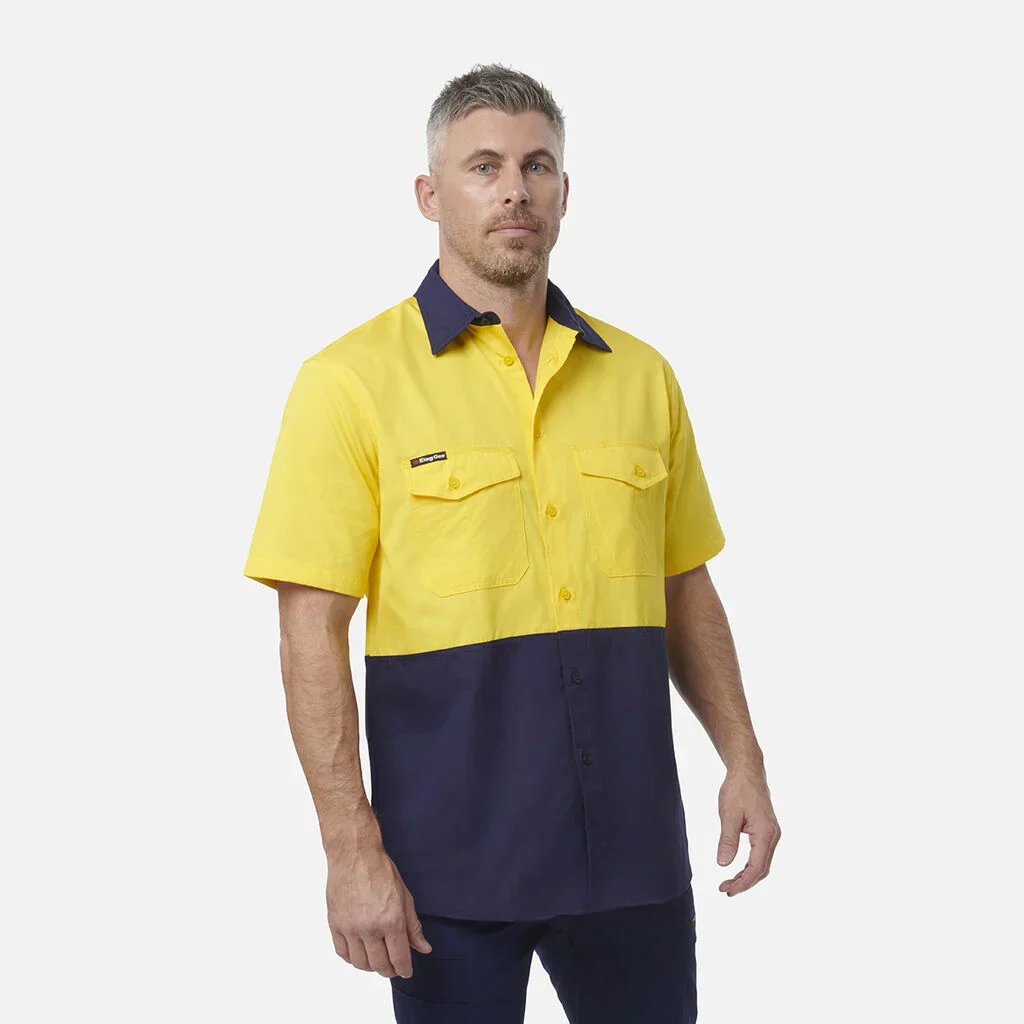 King Gee Workcool 2 Hi-Vis Two Tone Short Sleeve Drill Work Shirt ( K54875) - Image 4