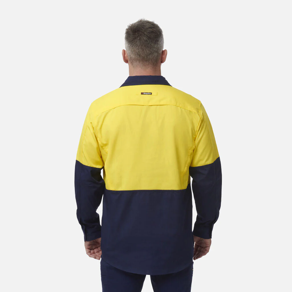 King Gee Workcool 2 Hi-Vis Two Tone Closed Front Long Sleeve Shirt (K54876) - Image 2