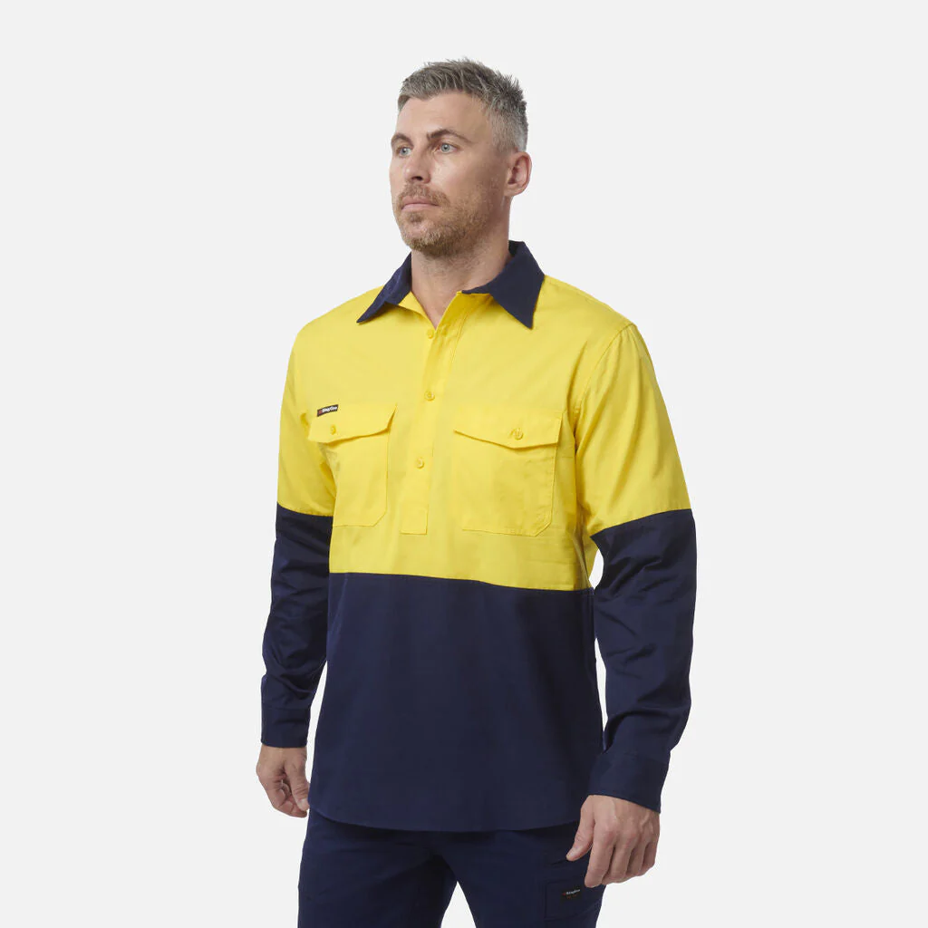 King Gee Workcool 2 Hi-Vis Two Tone Closed Front Long Sleeve Shirt (K54876) - Image 3