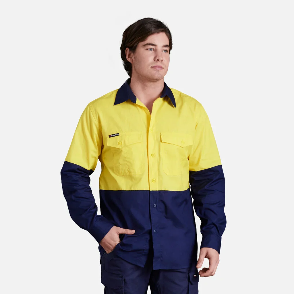 King Gee Workcool 2 Hi-Vis Two Tone Long Sleeve Drill Work Shirt (K54870) - Image 14