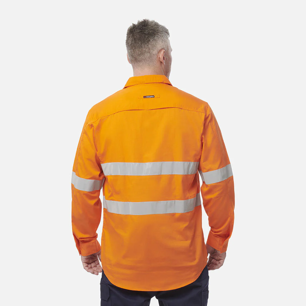 King Gee Workcool 2 Hi-Vis Reflective Closed Front Shirt Long Sleeve (K54896) - Image 2